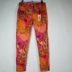 New Decree Sz 3 Paisley Skinny Pants Junior Colorful Stretch Pockets Flat Front - Picture 1 of 10