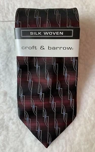 BRAND NEW Croft & Barrow Men's Necktie 100% Silk Maroon & Gray Woven - Picture 1 of 7