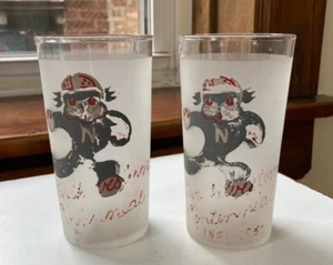 Northwestern University Two Wildcat Football Glasses 1851-1951 Centennial - Picture 1 of 6