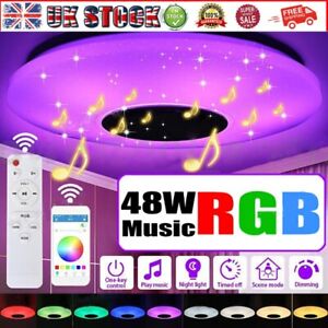 48W RGB LED Ceiling Light Bluetooth Speaker Music Lamp Dimmable with APP Remote