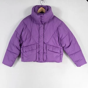 Chaqueta American Eagle para mujer pequeña púrpura acolchada de gran tamaño bolsillos delanteros con cremallera - Imagen 1 de 8