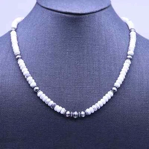 Perlas navajo de búfalo blanco turquesa de 6 mm y plata esterlina nativa americana - Imagen 1 de 6