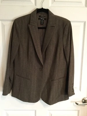 Blazer Style & Co. Mujer 14 Pequeño Elastizado Marrón 1 Botón 2 Bolsillos Completamente Forrado- Foto 1 de 4