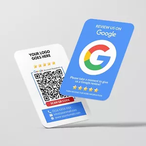 100 biglietti da visita con codice QR rating recensione Google personalizzati con logo con marchio - Foto 1 di 8