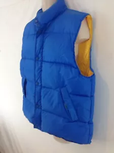 J Crew Mens L Blue Quilt Goose Down Puffer Snap Zip Front Vest - Picture 1 of 11