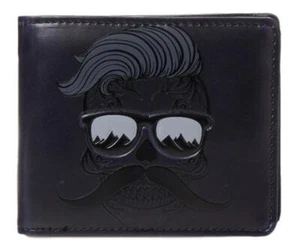 Hipster Sugarskull Dark Navy Herren Kunstleder Geldbörse - Bild 1 von 5