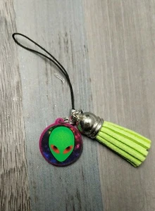 Dije para teléfono celular galaxia alienígena y borla accesorios para teléfono OVNI creen cabeza alienígena - Imagen 1 de 3