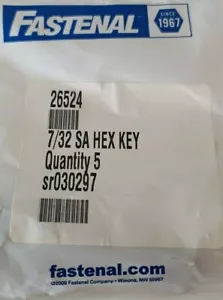 5pc Hex L-Key Allen Wrench 7/32 Short Arm- Fastenal Industrial - Picture 1 of 2