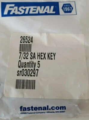 5pc Hex L-Key Allen Wrench 7/32 Short Arm- Fastenal Industrial  - Image 1 of 2