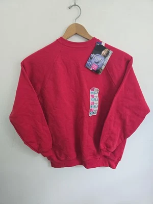 Sudadera Hanes Deadstock Vintage Años 90 Roja Cuello Redondo Mezcla Algodón Relajada XL Foto 1 de 4