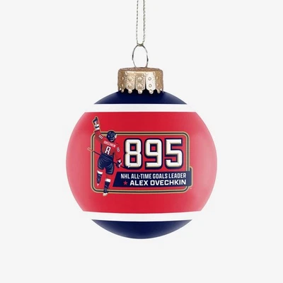 Alex Ovechkin Washington Capitals 895 All-Time Goal Scorer Glass Ornament - Image 1 of 3