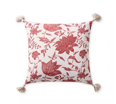 Serena and Lily Deauville Pillow Cover Poppy Red Outdoor Sunbrella Retail $198 - Image 1 of 4