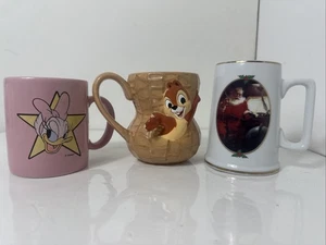 Chip N Dale 3D rosa Vintage Gänseblümchen Ente Coca Cola Weihnachtsmann Kaffeetassen Set 3 Disney Park - Bild 1 von 20