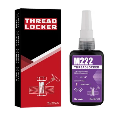 REALTH Threadlocker M222 Purple 50ml Low Strength, Thread Locker for Bolt and...