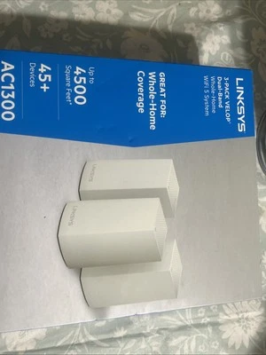 Linksys Velop AC1300 Dual-Band MeshSystem (3 Pack) Untested - Image 1 of 4