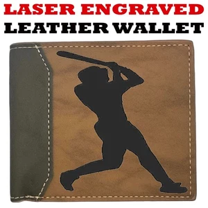 Individuelle BASEBALLSPIELER Geldbörse - Lederbrieftasche mit Doppelfaltung - Premium Qualität - Bild 1 von 5