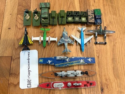 MATCHBOX CAR LOT (18) DIECAST VINTAGE PLANE TRUCK TANK MILITARY NAVY 1970s 80s - Image 1 of 3