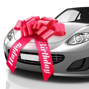 - Happy Birthday Car Bow - Red, 30 Inch - Giant Car Bow Pre-Printed w/Happy B... - Picture 1 of 7