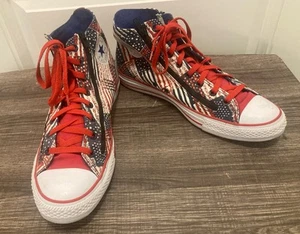 Men’s 12 - Converse Chuck Taylor All Star Hi Red White Blue American Flag Shoe - Picture 1 of 8