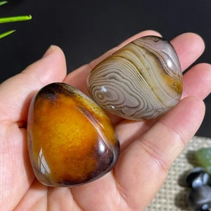 2 piezas 93 g de encaje loco con bandas de ágata pulido cristal piedra caída Madagascar - Imagen 1 de 6