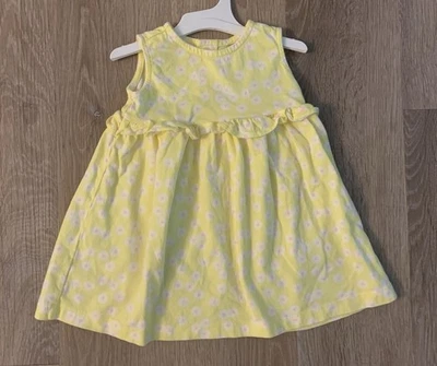 (NUEVO SIN ETIQUETAS) Vestido Solero Carters Niña Talla 12 Meses Amarillo Con Flores Blancas y Rosas Foto 1 de 4
