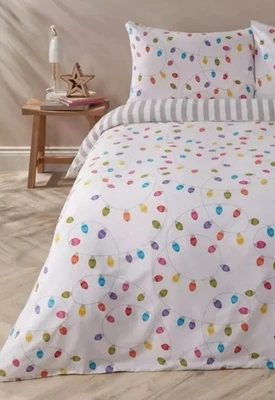 Homelife DOUBLE Christmas Duvet Bed Set Christmas Lights Festive Bedding Bauble