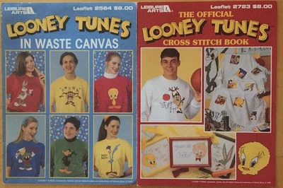 Looney Tunes Cross Stitch Patterns - Lot of 2 Taz Bugs Bunny Daffy Duck More - Image 1 of 4