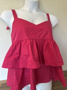 Zara Halter Top Fuschia Pink NWT TFC Large Ruffle Trafaluc Shoulder Tie - Picture 1 of 13