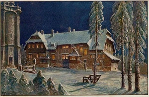 Gruss vom Auersberg-Wildenthal-Winterkarte,Mondscheinkarte,Künstlerkarte-9.1.29 - Bild 1 von 2