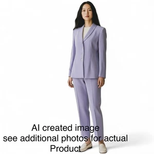 Vtg Tahari Arthur S. Levine Suit Womens 12P Lavender Shawl Collar 2 Piece Class - Picture 1 of 22