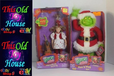 DR. SUESS CINDY LOU WHO com Max the Dog & Santa Grinch Pose N Play Pals Novo na caixa 2000 - Imagem 1 de 2