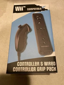 Wireless Remote Motion Controller & Nunchuck - Black (Nintendo Wii/Wii U) NEW - Picture 1 of 3