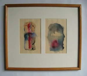 André Jasmin (1922–2020) Canadian Abstract Watercolor Pair, Signed & Dated 1966 - Bild 1 von 6