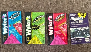 (4) Pacchetti mix bevande vintage vecchi mai aperti Wyler's Grape Lemon Lime Cherry Trop - Foto 1 di 6