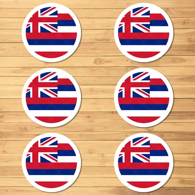 STICKERMANIAC Flag of Hawaii - Set of 6 - Vinyl Stickers for Laptop, Tumbler - Hawaii Flag