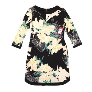 Vince Camuto Floral Tropical Print 3/4 Sleeve Shift Dress Size 6 NWT $128 - Picture 1 of 11