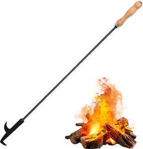 Schürhaken Feuerhaken mit Holzgriff Schüreisen Kaminzubehör Kamin-Besteck 83cm - Bild 1 von 10