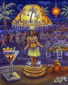 CBjork Signed 8x10 PRINT Hawaiian Island Beach Drinks Hula Lamp Aloha - Picture 1 of 1