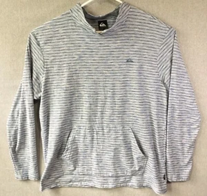 Quiksilver Men's Pullover Shirt Large Black Blue Striped Long Sleeve Surf Skate - Picture 1 of 8