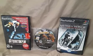 Lot Of 3 Ps2 Games Tested Stuntman Flatout European Assault Free Ship - Picture 1 of 9
