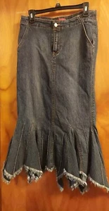 Destiny Jeans Vintage Kids Pleated Long Jean Skirt With Pockets Size 9/10 - Picture 1 of 6