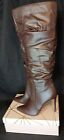 Essex Glam Brown Leather Knee High Boots High Heeled Size 7 Uk With Box