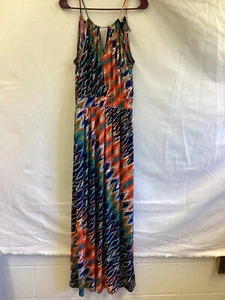 BISOU BISOU Long Maxi sleeveless Halter dress Multi Color womens Size 8 - Picture 1 of 9