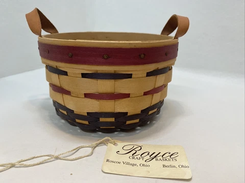 1996 Royce Craft Mini Baskets-Red/Blue With Liner-Made In Ohio Cover