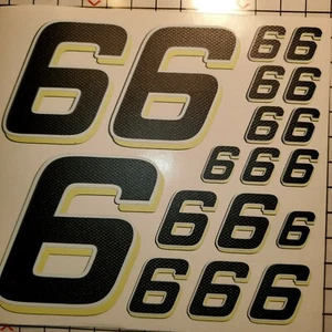 Matte Black-w/Gloss Carbon Fiber yellow/white #6's Racing Vinyl Decal Sheet Rc - Picture 1 of 11