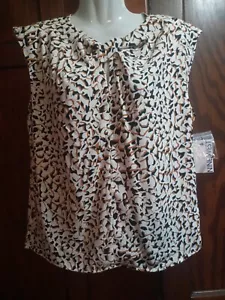 NINE WEST LADIES NEXT TWIST BLOUSE SIZE SMALL COLOR BROWN AND IVORY NEW WITH TAG - Picture 1 of 7