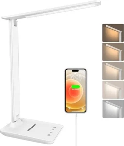 Lampada Da Scrivania,Lampada Da Lettura,Dimmerabile Lampada Da Tavolo Porta USB - Foto 1 di 7