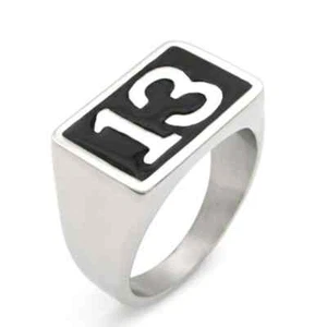 Personalized Vintage Lucky Numbers 13 Men's Stainless Steel Rings Size 7-15 - Picture 1 of 8