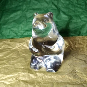 ORREFORS Crystal Clear Sitting Bear Figurine 4" Paperweight - Picture 1 of 18