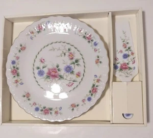 Andrea by Sadek Spring Night Cake Pie Plate with Server Set Made in Japan - Picture 1 of 14